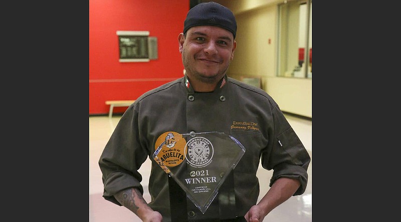 Geovanny Villagran won the 2021 Diamond Chef April 22. His winning dish: Salmon Ceviche, featuring a roasted poblano pepper dip and caramelized baby turnips. (Special to the Democrat-Gazette)