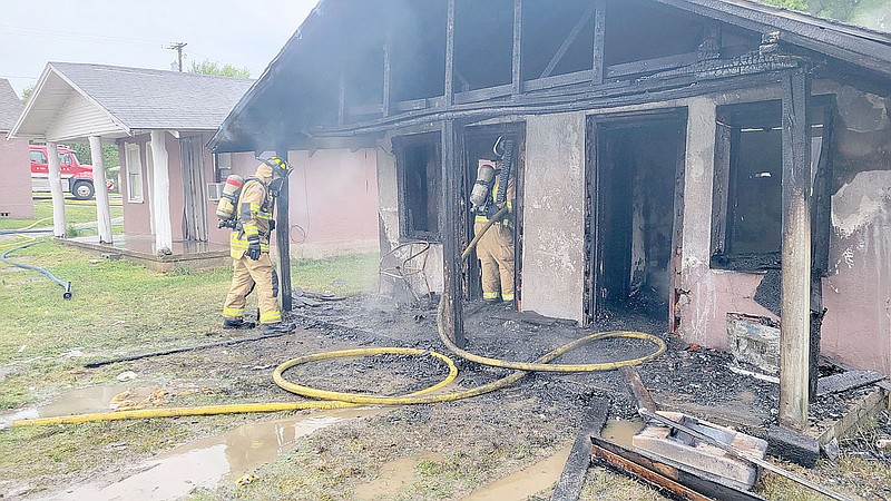PHOTO COURTESY FARMINGTON FIRE DEPARTMENT
Lincoln, Prairie Grove and Farmington fire departments responded to this structure fire at the Lincoln Motel Apartments on Sugarhill Road in Lincoln. One person was taken to the hospital from the fire. The cause is undetermined at this time.