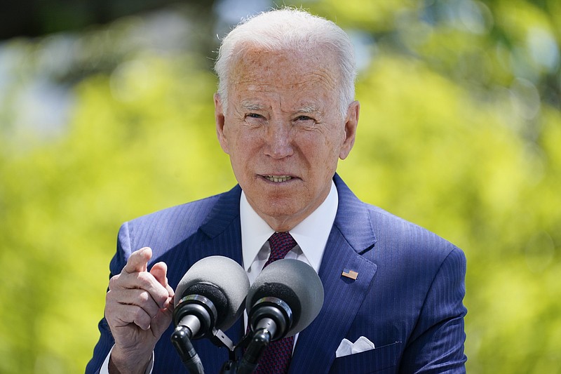 President Joe Biden speaks about covid-19, on the North Lawn of the White House, Tuesday, April 27, 2021, in Washington. (AP Photo/Evan Vucci)