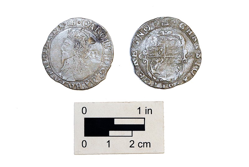 A silver English shilling found during a dig in St. Mary’s, Md., is more proof that archaeologists have pinpointed the correct location of an old fort. (Courtesy of Historic St. Mary’s City)