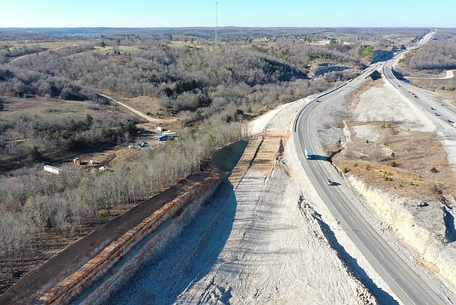 Courtesy Photo This photo of the I-49 Missouri/Arkansas connector was taken near Gordon Hollow Road via a drone. Dylan Shaddox enjoys taking photos that capture a bird's eye view. The photos were taken in December.