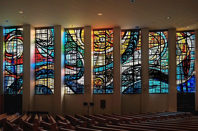 Tree of Life - Or L’Simcha synagogue in Pittsburgh shows the tall stained-glass windows in the sanctuary that are the synagogue’s most striking feature. The congregation has decided to refurbish its sanctuary, preserving the windows, but rebuild the rest of the Pittsburgh campus, creating a Hall of Memories dedicated to the 2018 attack when a gunman showed up at Shabbat services and killed 11 worshippers.
(Tree of Life via The New York Times)