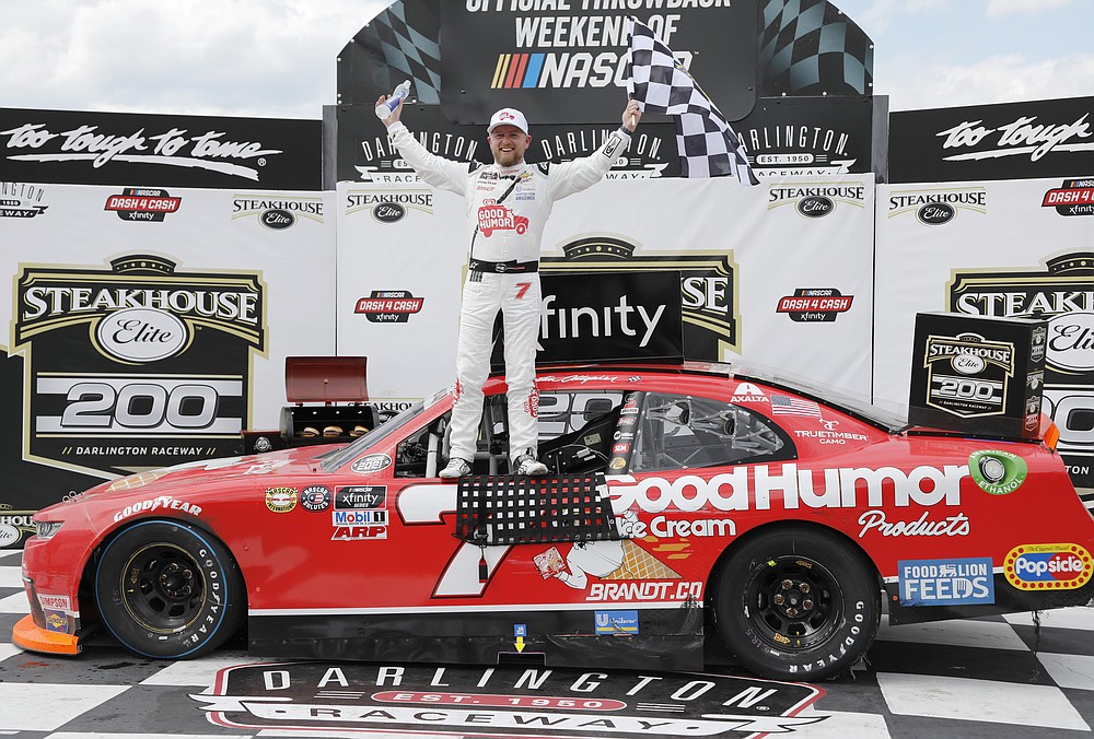 Dale Jr. ends Xfinity race in Victory Lane, celebrating Justin Allgaier's  win