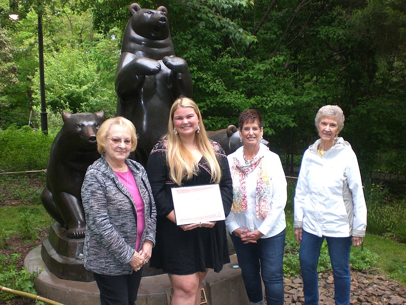 Photo submitted From left, Lynn Stone, PEO Chapter DH, STAR Chairman; McKenna Bagley, STAR Scholarship Recipient; Amy McGee, PEO Chapter DH; and Donna Hagaman, PEO Chapter DH President.