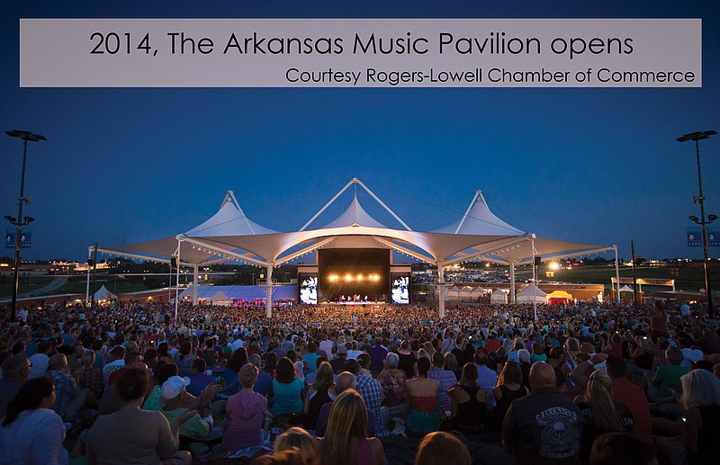 Among the newer photos marking significant events on a timeline of the city of Rogers is this one of the Walmart Arkansas Music Pavilion, which opened in Rogers in 2014.

(Courtesy Photo/RHM)
