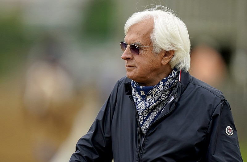 Trainer Bob Baffert watches workouts at Churchill Downs on Wednesday, April 28, in Louisville, Ky., prior to the 147th running of the Kentucky Derby on May 1. - AP Photo/Charlie Riedel