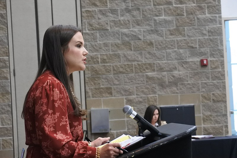 Fort Smith Development Services Director Maggie Rice speaks during the Fort Smith Board of Directors regular meeting Tuesday. 
(NWA Democrat-Gazette/Thomas Saccente)