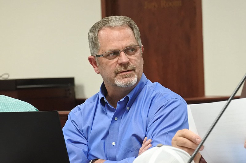 Crawford County District 11 Justice of the Peace Craig Wahlmeier speaks during the Crawford County Quorum Court regular meeting Monday. 
(NWA Democrat-Gazette/Thomas Saccente)