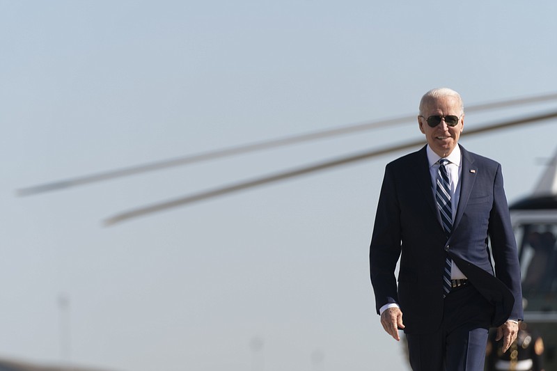 The Associated Press
President Joe Biden arrives to board Air Force One at Andrews Air Force Base, Md., Wednesday. Biden is traveling to attend the commencement for the United States Coast Guard Academy in New London, Conn.