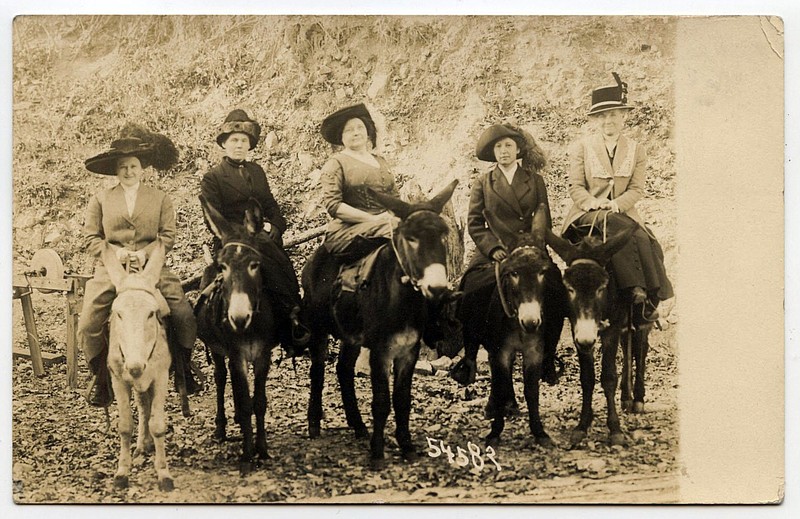 Hot Springs, circa 1910: “A bunch of the ladies from the hotel & self just returning from a ride off the East Mt.”