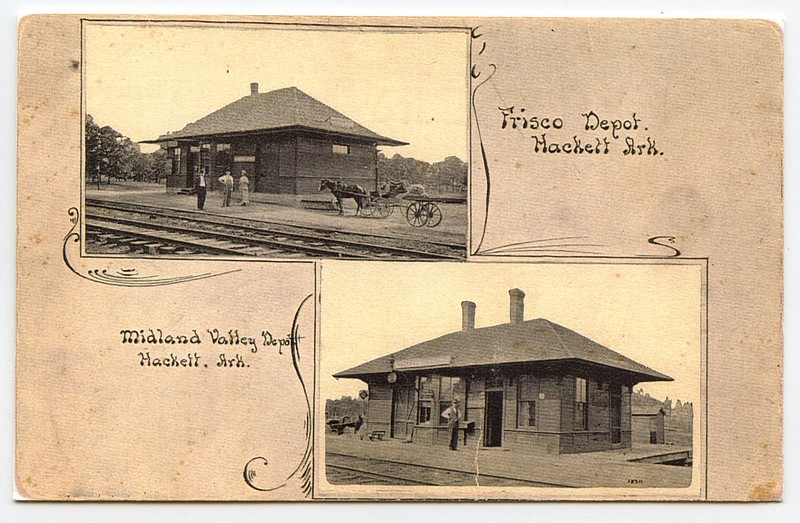 Hackett, circa 1905: The tiny Sebastian County town was home to not just one, but two train depots.