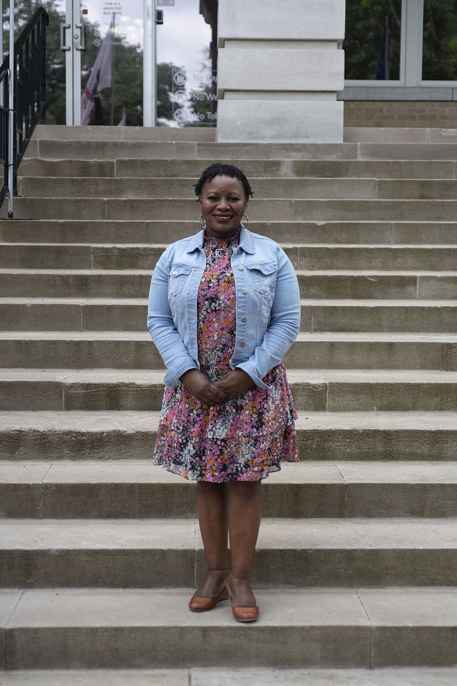 Lensa Odima-Warden seen here Wednesday May 26, 2021 in Bentonville, works for the Bail Project. She grew up in a small village in Kenya and moved to the US when she was 9. She has worked for DFS, legal aid and has helped train Judges on the laws and dynamics of domestic violence and sexual assault through her work as the Domestic Violence Program Coordinator for this area.Visit nwaonline.com/210607Daily/ and nwadg.com/photo. (NWA Democrat-Gazette/J.T. Wampler)