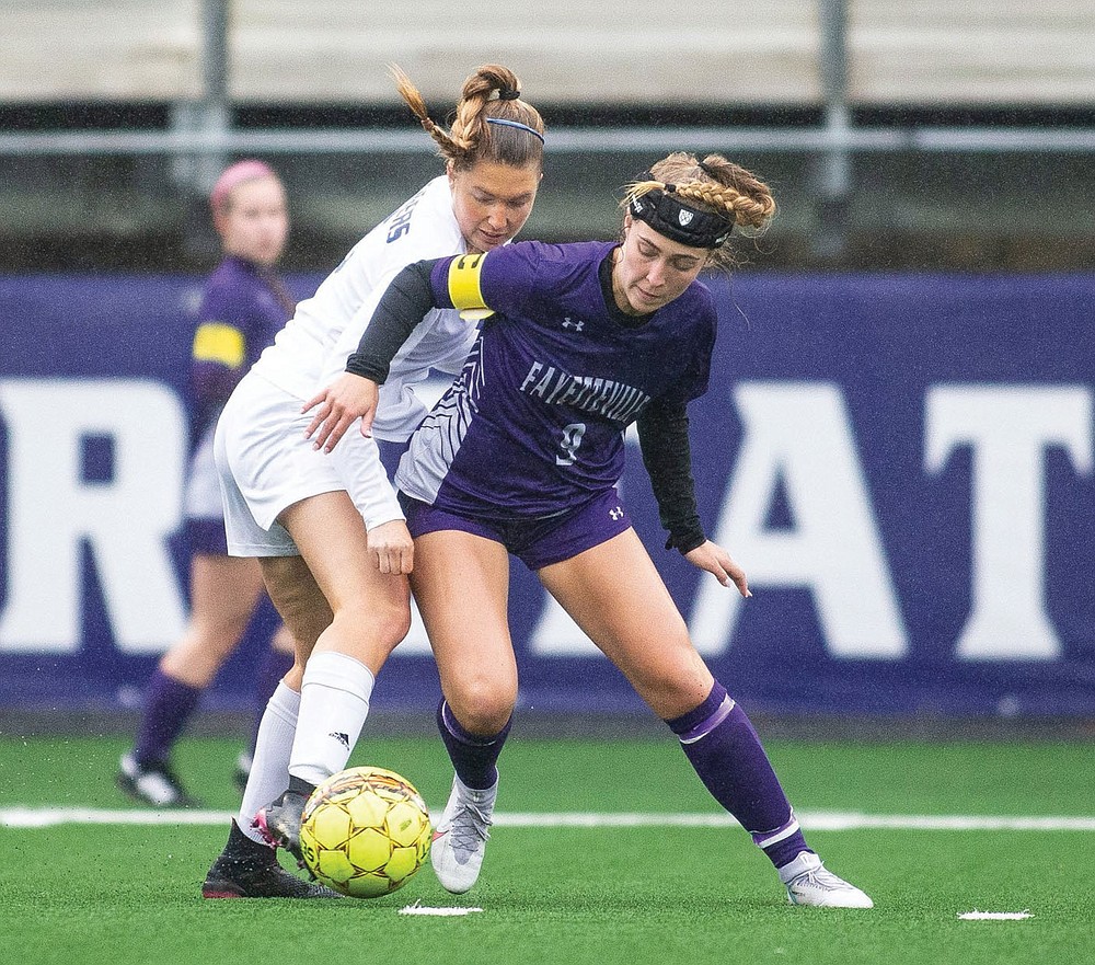 Maddie Wilburn (right) had 14 goals and 10 assists to lead the Fayetteville girls to the state soccer championship in Class 6A.