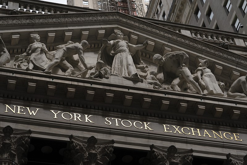 The front of the New York Stock Exchange is shown, Monday, May 24, 2021. Stocks are opening higher on Wall Street Wednesday, May 26 as inflation fears ease and investors look ahead to data expected to show economic growth accelerating in the U.S. (AP Photo/Mark Lennihan, File)