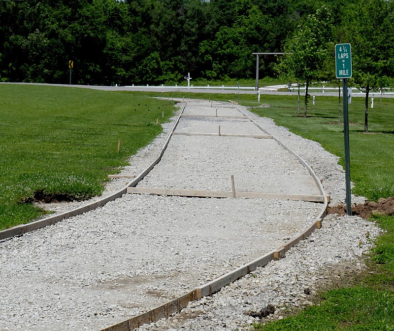 Westside Eagle Observer/MIKE ECKELS
The track at Veterans Park is ready for concrete Thursday afternoon in Decatur.  The Decatur City Council voted to remove the asphalt and replace it with a new concrete surface pending approval by the Highway Department. The quarter mile track is tied into the Veterans Park Walking Trail and will complete the nearly mile long loop.