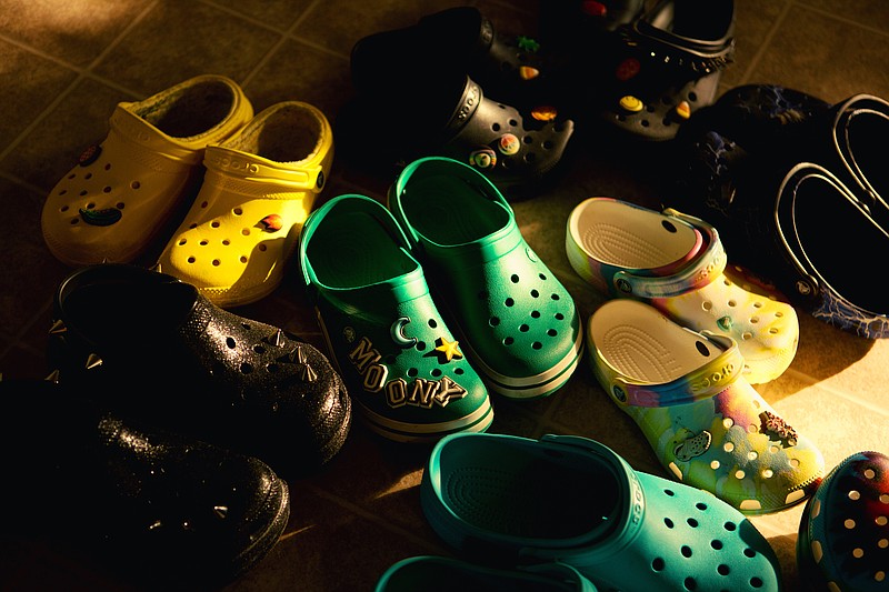 Crocs at Moony Hernandez's house in Austin, Texas, on May 21. MUST CREDIT: Photo for The Washington Post by Mary Kang.