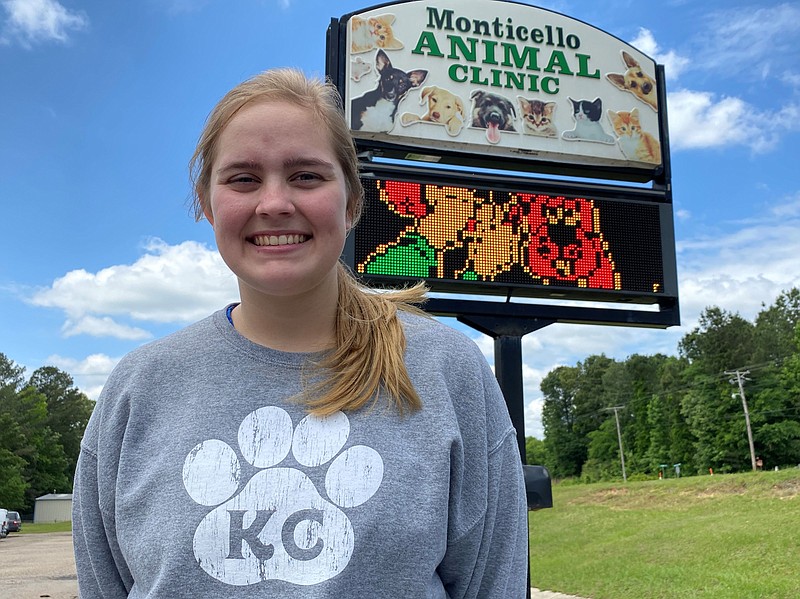 Hayley McGhee was the only pre-vet graduate at the University of Arkansas at Monticello when she graduated in May. McGhee starts classes at the Missouri College of Veterinary Medicine in Columbia this fall. (Special to The Commercial)