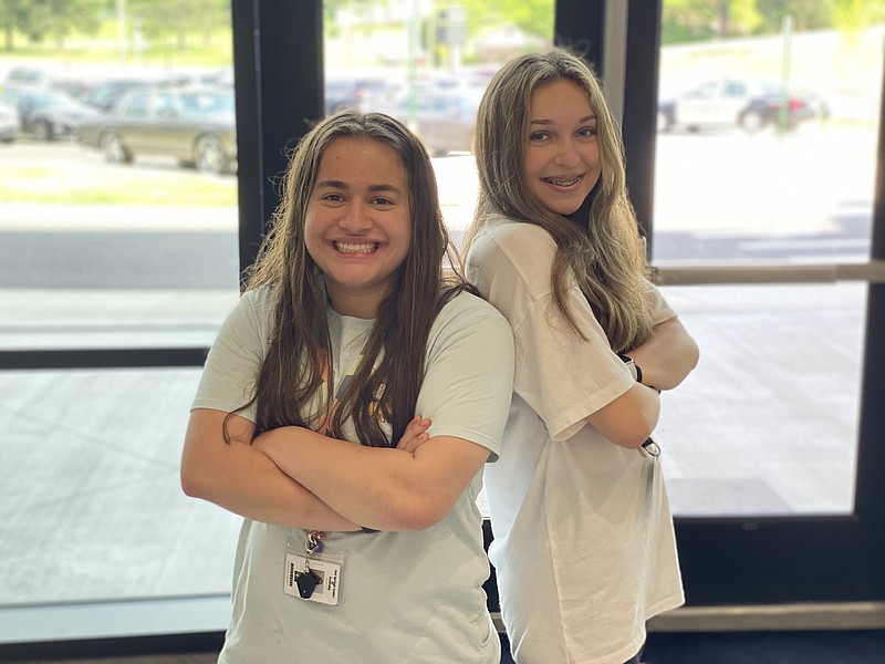 Mimi Reagler and Natalie Comstock, Hot Springs Junior Academy ninth-graders, recently won the 2021 GoMap Twenty-One competition. - Photo by John Anderson of The Sentinel-Record