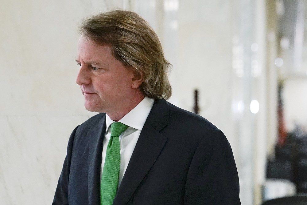 Former White House counsel Don McGahn arrives to meet with the House Judiciary Committee on Capitol Hill in Washington, Friday, June 4, 2021. The committee will question McGahn behind closed doors on Friday, two years after House Democrats originally sought his testimony as part of investigations into former President Donald Trump. (AP Photo/Patrick Semansky)