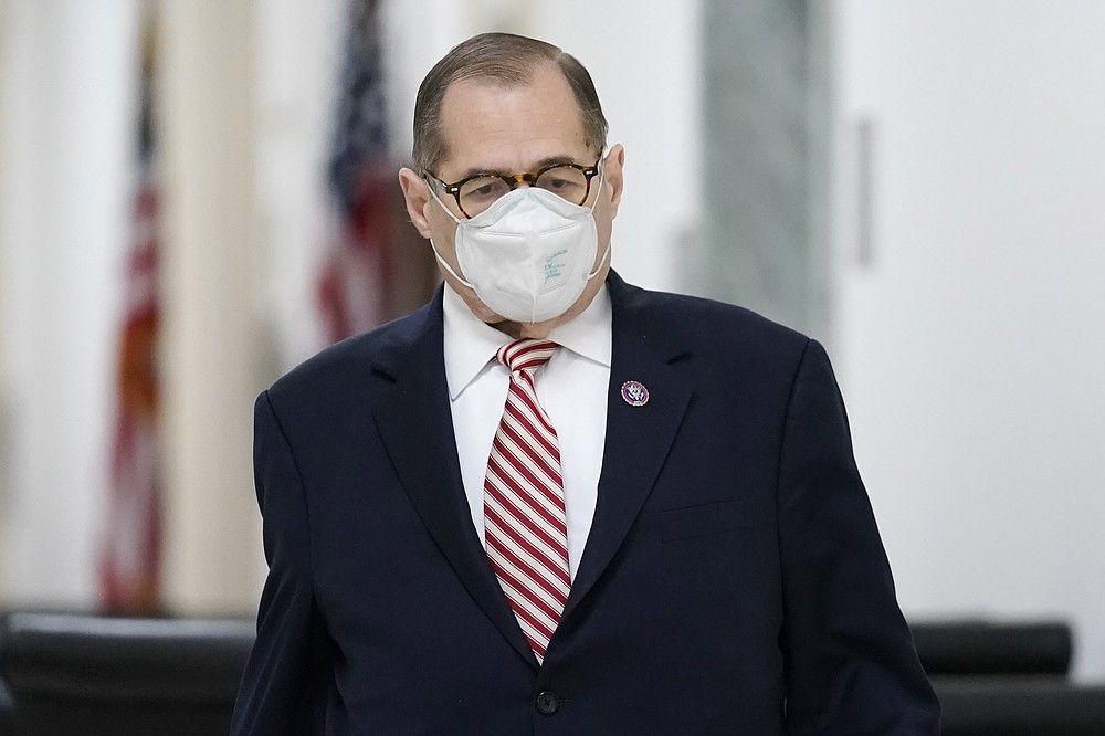 House Judiciary Committee Chair Jerrold Nadler, D-N.Y., arrives as the committee meets to question former White House counsel Don McGahn, on Capitol Hill in Washington, Friday, June 4, 2021. The committee will question McGahn behind closed doors on Friday, two years after House Democrats originally sought his testimony as part of investigations into former President Donald Trump. (AP Photo/J. Scott Applewhite)