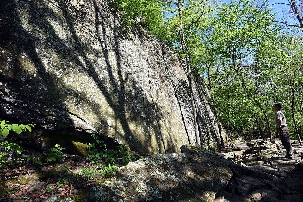 Walls of rock greet explorers along the Monument Trails.
(NWA Democrat-Gazette/Flip Putthoff)