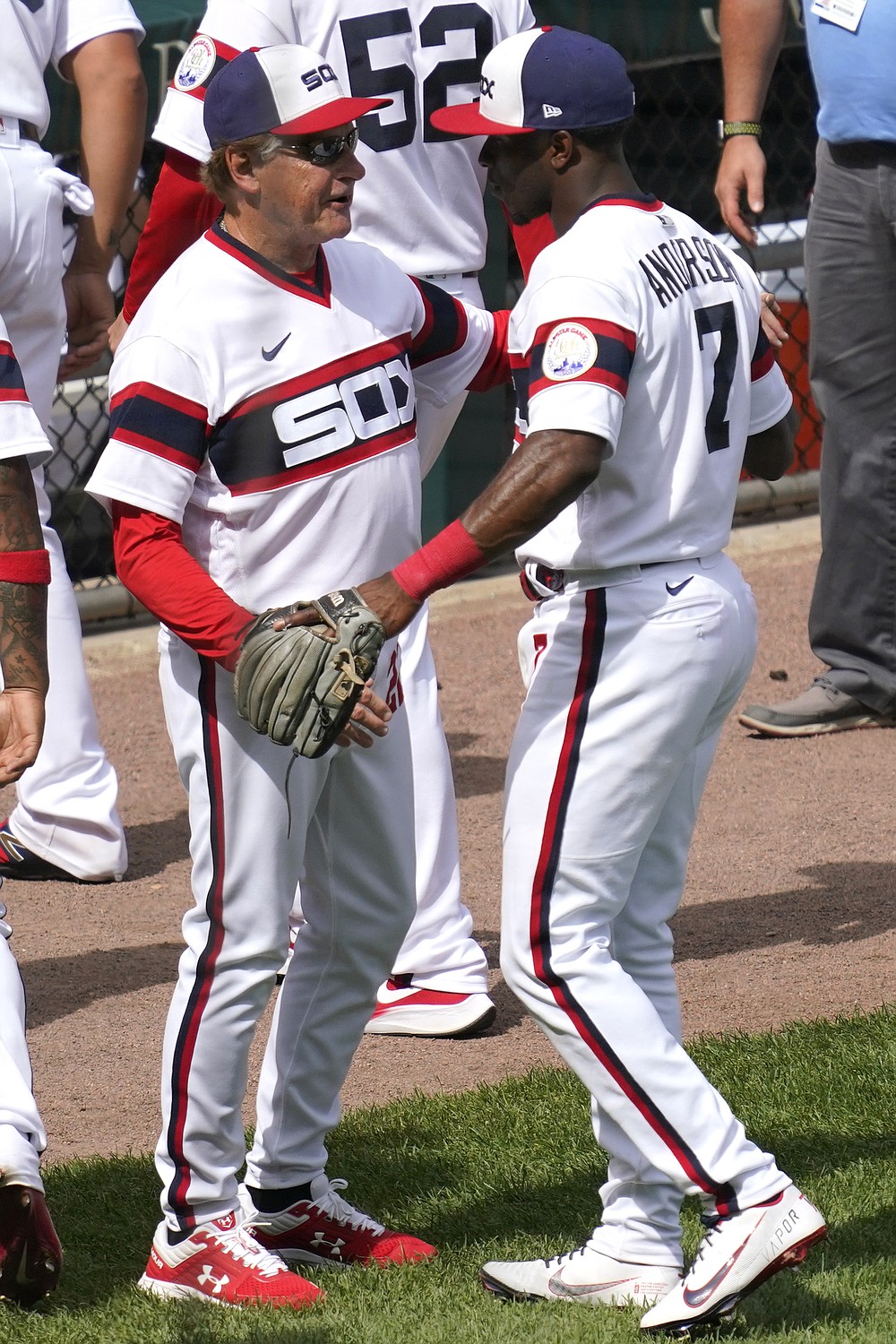 Chicago White Sox manager Tony La Russa walks on the field as he is  introduced before the team's baseball game against the Kansas City Royals  in Chicago, Thursday, April 8, 2021. (AP