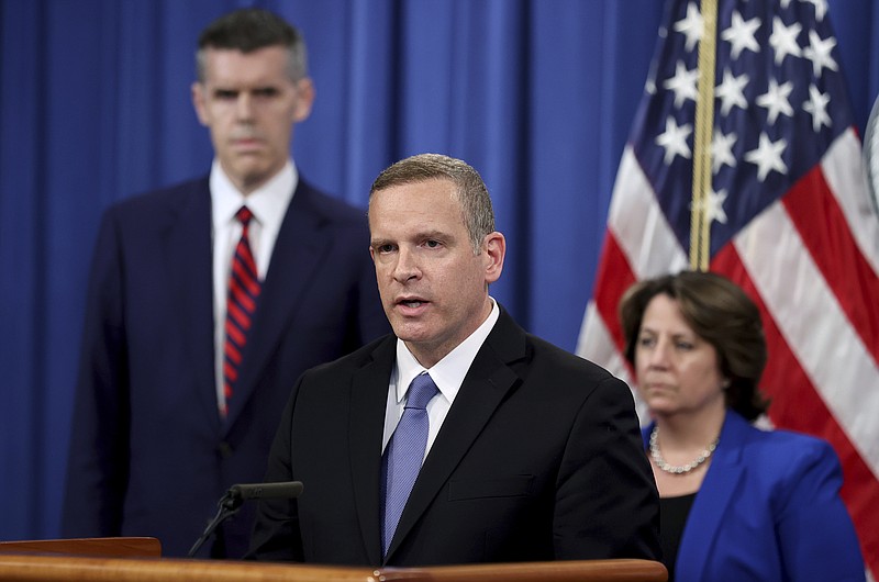 FBI Deputy Director Paul Abbate speaks about the May 2021 Darkside Ransomware attack on Colonial Pipeline at the Justice Department in Washington, Monday, June 7, 2021. (Jonathan Ernst/Pool via AP)