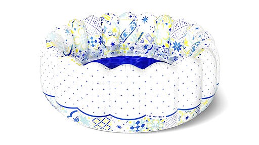 Patterns on Minnidip's Amalfi model is a nod to the blue, yellow and white tile of the Italian coast. (Minnidip via AP)