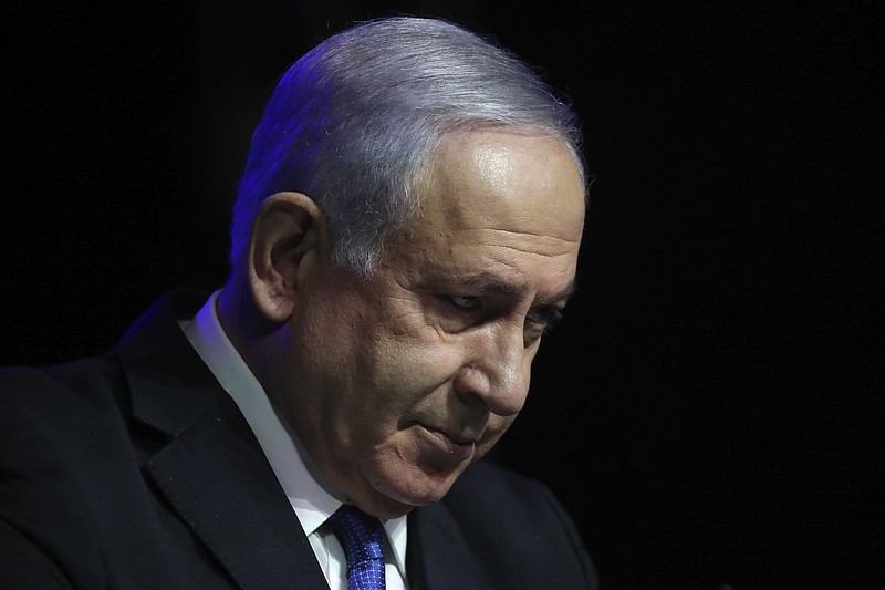 FILE - In this June 6, 2021 file photo, Israeli Prime Minister Benjamin Netanyahu speaks at a ceremony showing appreciation to the health care system for their contribution to the fight against the coronavirus, in Jerusalem. (AP Photo/Ariel Schalit, File)