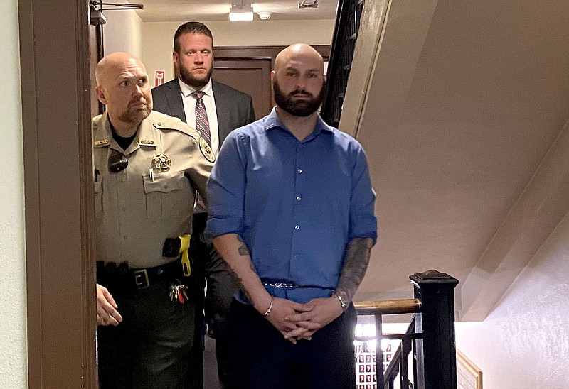 David Kelley-Lucas, 32, of Rogers is escorted from a Benton County courtroom Thursday, June 10, 20201 after being sentenced to 37 years in prison. A jury found him guilty of raping and sexually assaulting a 10-year-old girl. (NWA Democrat-Gazette/TRACY NEAL)