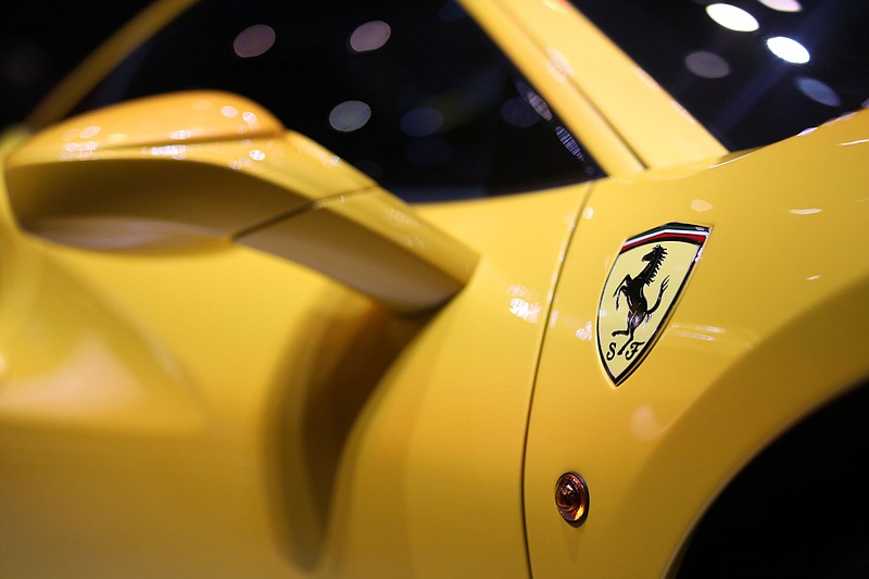 The Ferrari prancing horse logo on the bodywork of a Ferrari luxury automobile at the 87th Geneva International Motor Show in Geneva, Switzerland, on March 7, 2017. MUST CREDIT: Bloomberg photo by Chris Ratcliffe.