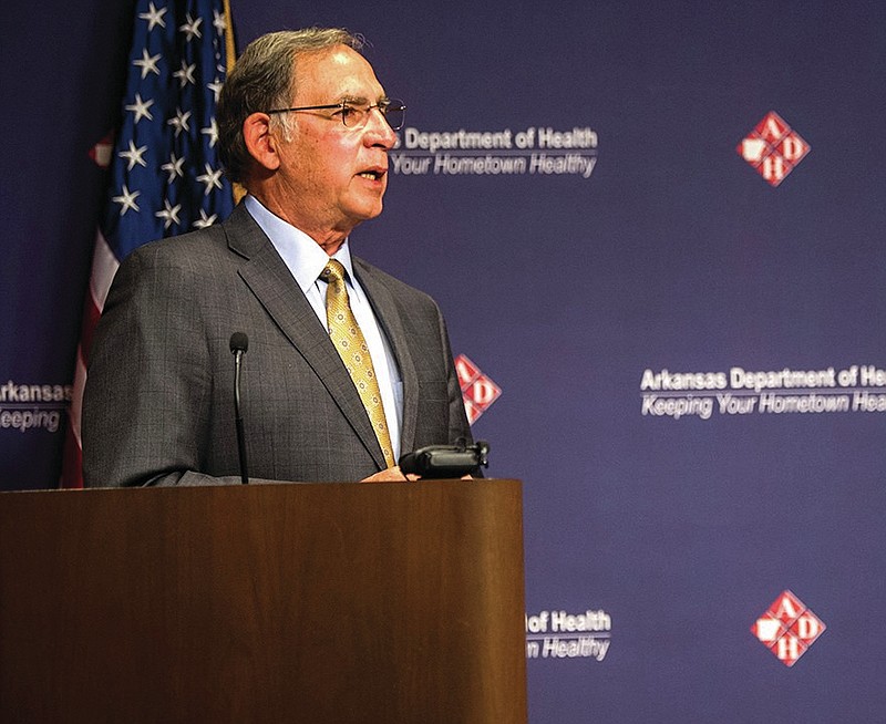 U.S. Sen. John Boozman talks to the press during an event at the Arkansas Department of Health on March 30.