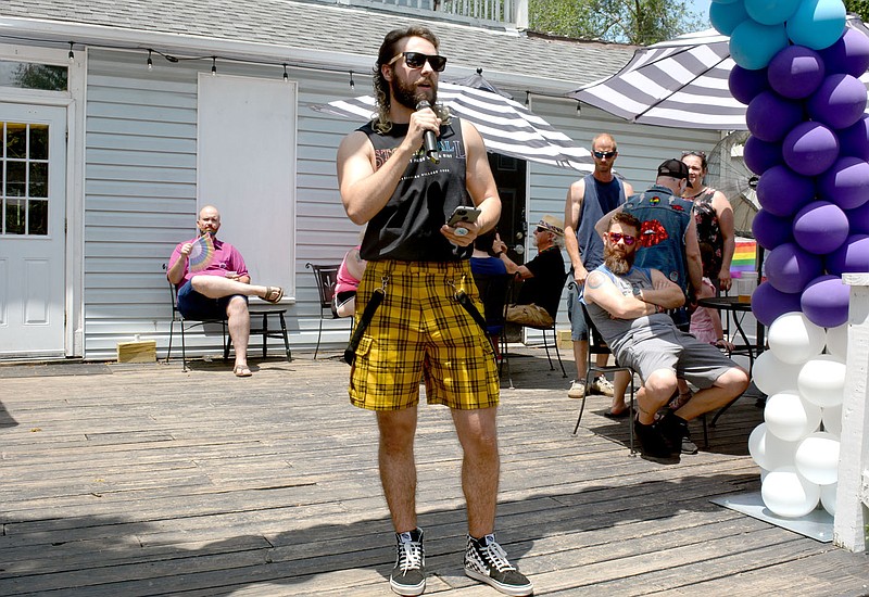 Marc Hayot/Herald-Leader YouTuber Ty Turner speaks to the attendees at the Second Annual Siloam Springs Pride which was held on Saturday at The Parkhouse Kitchen + Bar about issues that affect LGBTQ people in the state of Arkansas. Turner and the other guest speaker Michelle Guinn were chosen because they were Siloam Springs natives and Transgender, said Alma Sanchez, the owner of The Parkhouse Kitchen + Bar. "We really wanted to focus on Transgender rights this year, especially with all the nonsense happening in current legislation," Sanchez said. Turner has a following of 317,000 subscribers and 34,340,784 views,  according to Turner's YouTube channel.