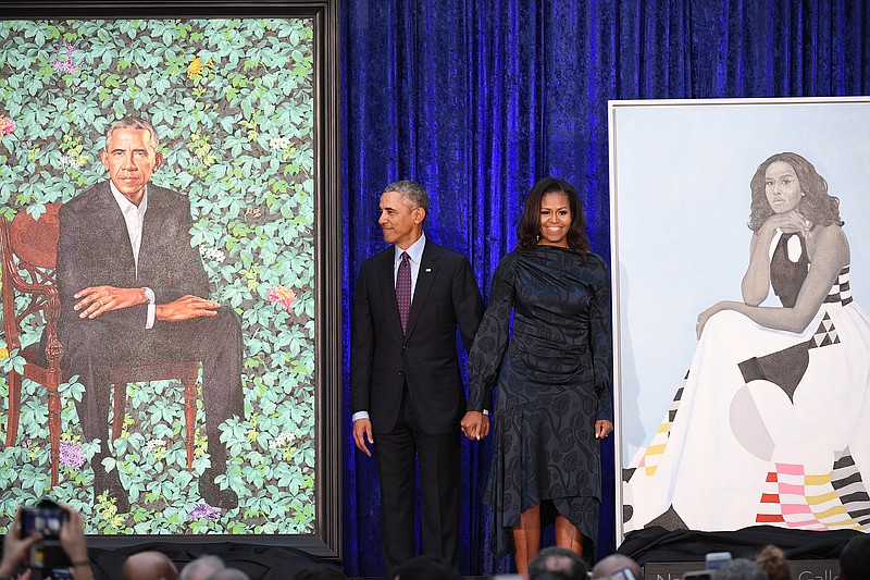 Former president Barack and first lady Michelle Obama have their portraits unveiled at the Smithsonian National Portrait Gallery in 2018 in Washington. (The Washington Post/Matt McClain)