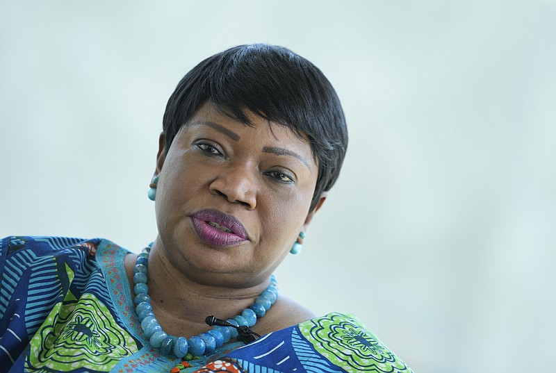 International Criminal Court Prosecutor Fatou Bensouda speaks during an interview with The Associated Press in The Hague, Netherlands, Monday, June 14, 2021. Bensouda discussed her nine years in office leading investigations and prosecutions by the global court as her tenure comes to an end June 15, 2021. (AP Photo/Peter Dejong)