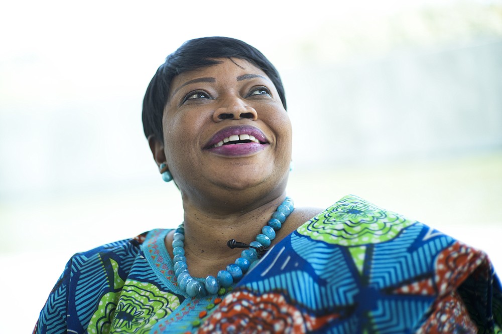 International Criminal Court Prosecutor Fatou Bensouda speaks during an interview with The Associated Press in The Hague, Netherlands, Monday, June 14, 2021. Bensouda discussed her nine years in office leading investigations and prosecutions by the global court as her tenure comes to an end June 15, 2021. (AP Photo/Peter Dejong)