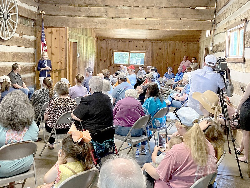 MAYLON RICE SPECIAL TO ENTERPRISE-LEADER
A standing-room only crowd attended a public meeting last week hosted by state officials at the Latta Barn at Prairie Grove Battlefield State Park. The topic was artifacts stored onsite and how to protect them for the future. Those at the meeting were concerned about a decision to relocate the artifacts to a facility in Newport.