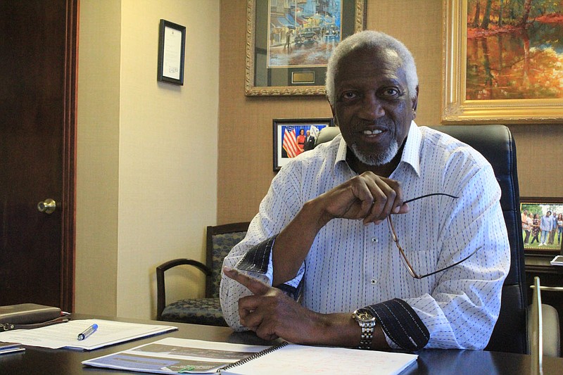 Fort Smith Mayor George McGill discusses the significance of Juneteenth and his office's celebration of the holiday Wednesday, June 16, 2021, inside his office.