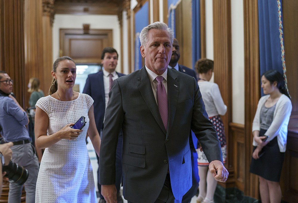 Minority Parliamentary Leader Kevin McCarthy, R-Calif., Walks into the chamber as the House returns from a recess on Capitol Hill in Washington on Monday, June 14, 2021 (AP Photo / J. Scott Applewhite)
