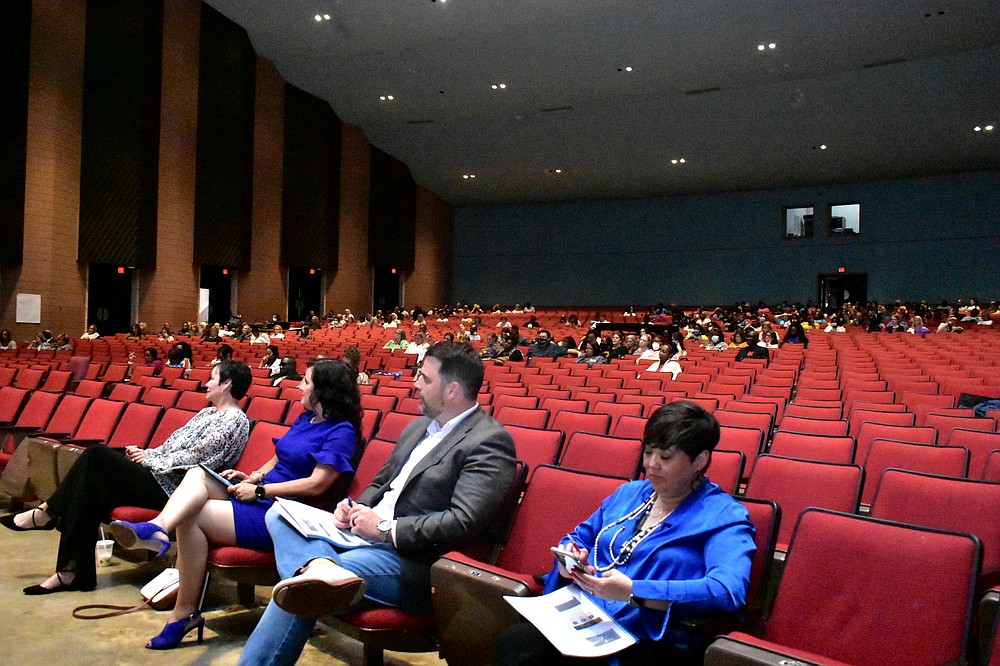 An estimated 450 educators listen to a presentation by W. Richard Smith during an education conference at the Pine Bluff Convention Center auditorium Wednesday, June 16, 2021. (Pine Bluff Commercial/I.C. Murrell)