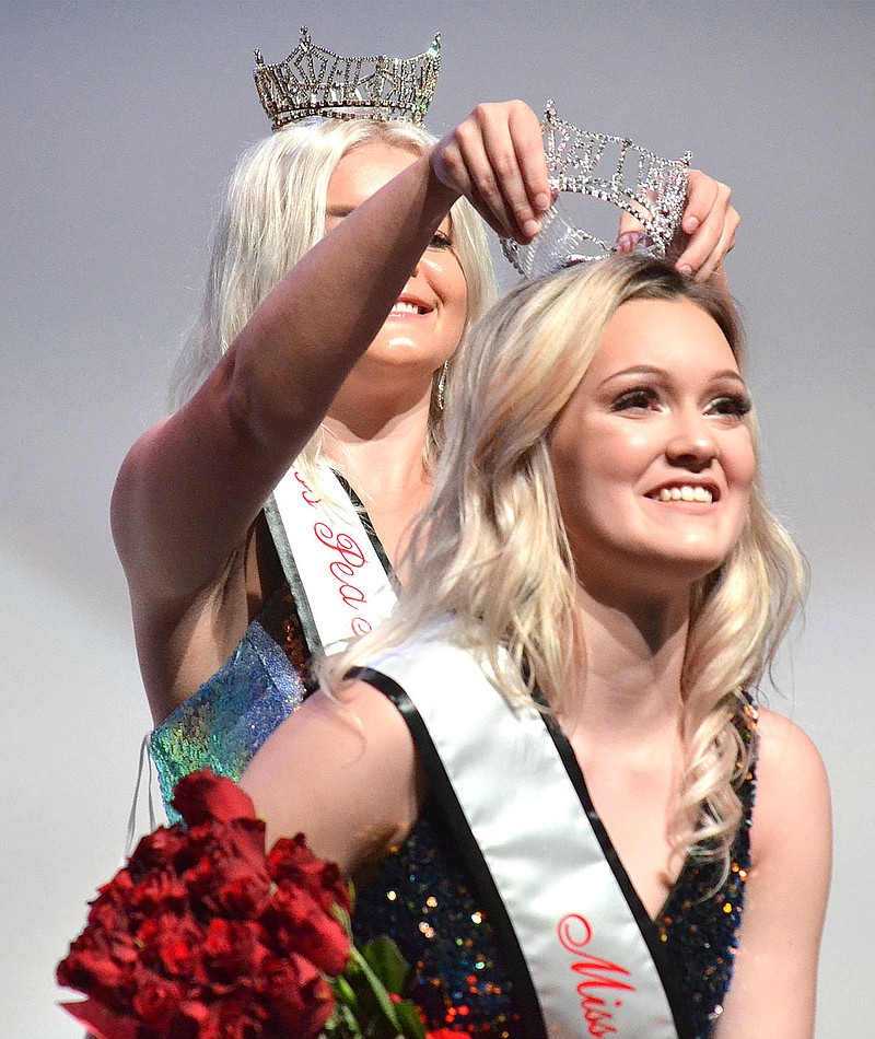 Gabbie Fletcher was crowned Miss Pea Ridge 2021 by Kailey King, Miss Pea Ridge 2020, Friday, June 25.