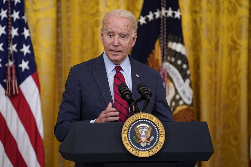 President Joe Biden speaks about infrastructure negotiations, in the East Room of the White House, Thursday, June 24, 2021, in Washington. (AP Photo/Evan Vucci)