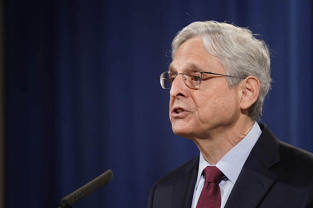 Attorney General Merrick Garland speaks during a news conference on voting rights at the Department of Justice in Washington, Friday, June 25, 2021. (AP Photo/Patrick Semansky)