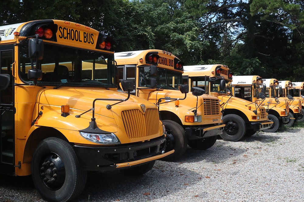 Hot Springs School District buses are shown in July 2020. - File photo by The Sentinel-Record