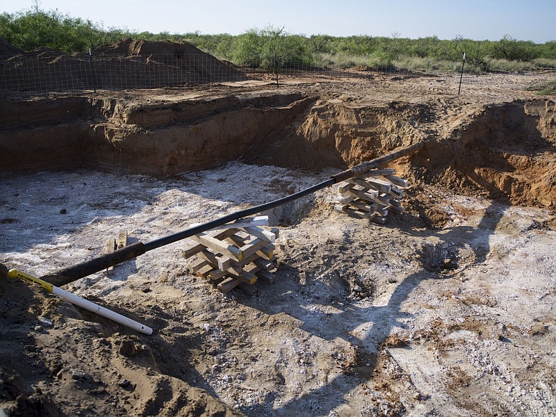 An old Chevron gas pipeline was found to have contaminated the surrounding soil on Ashley Watt's cattle ranch and is undergoing remediation work. MUST CREDIT: Bloomberg photo by Matthew Busch.