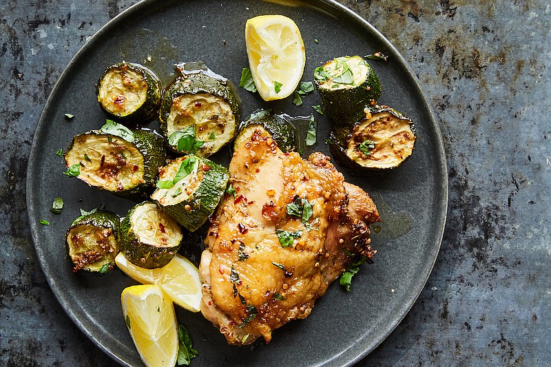 Sheet-Pan Chicken With Zucchini and Basil (The New York Times/Linda Xiao)