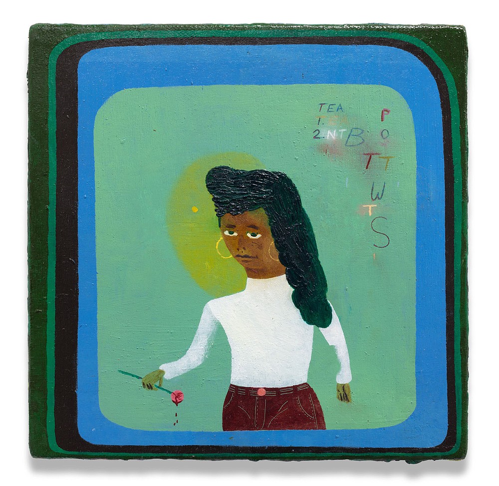 “I Still Hoop”
“For me, the palette has always been made from memory. I think there have been one or two things I’ve done where I’m pulling from observation … but other than that that, I’m not usually trying to match specific colors I see in the world,” artist Kenny Rivero details of the particular color palette seen throughout his work. “I’m … thinking about color in very direct relationship with certain memories.”
(Courtesy Image/Kenny Rivero, and Charles Moffett, New York; Photo by Daniel Greer)