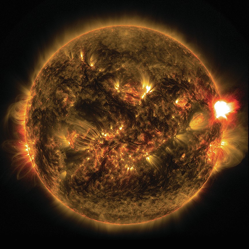 FILE - This Monday, Jan. 12, 2015 photo provided by NASA shows the first notable solar flare of 2015, as observed from NASA's Solar Dynamics Observatory. On Friday, July 16, 2021, The Associated Press reported on stories circulating online incorrectly asserting a solar storm is heading toward Earth and could impact cell phone signals and cause blackouts. But Alex Young, solar physicist at NASA, says a July 3 solar flare did interfere with some high frequency communication, but the impact was less than it could have been. “This was really very slow and it was not fully directed at Earth,” Young said. “We don’t have any expectation of seeing any impact on Earth.” (AP Photo/NASA, File)