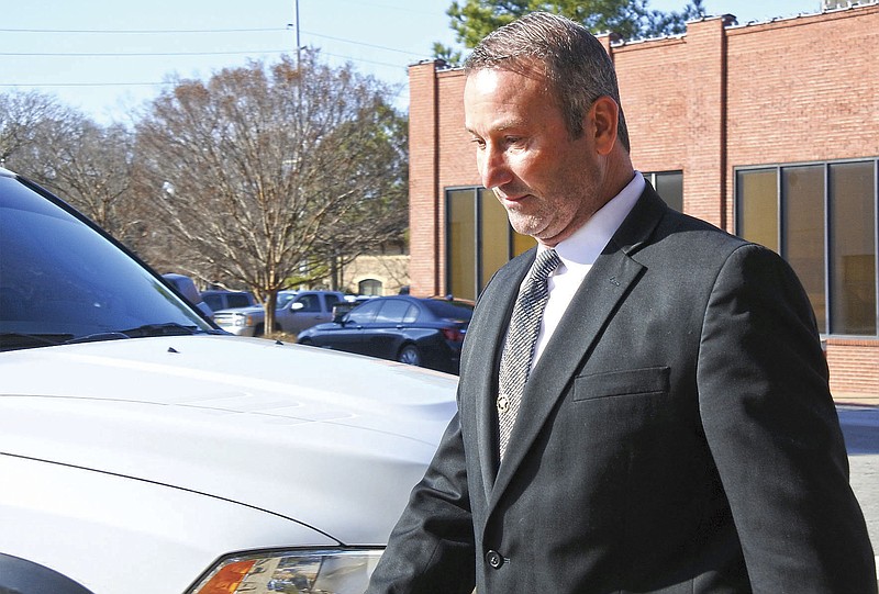 Franklin County Sheriff Anthony Boen walks to his vehicle after his arraignment in United States District Court in Fort Smith in this Tuesday, Dec. 17, 2019 file photo. (Arkansas Democrat-Gazette file photo)