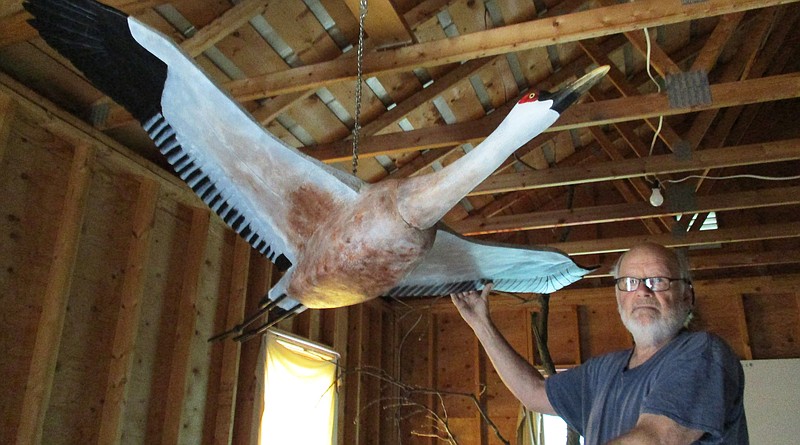 Dean S. Hurliman carved this sandhill crane in his garage at home in Burlington, Iowa. (Special to the Democrat-Gazette/Dean Hurliman)